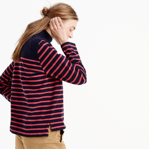 J. Crew Striped Shoulder Button Turtleneck - Picture 2 of 2